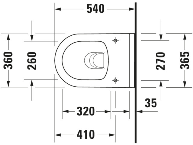 DU Wand-WC Starck 3 540 mm Tiefspüler, rimless, Durafix, weiß