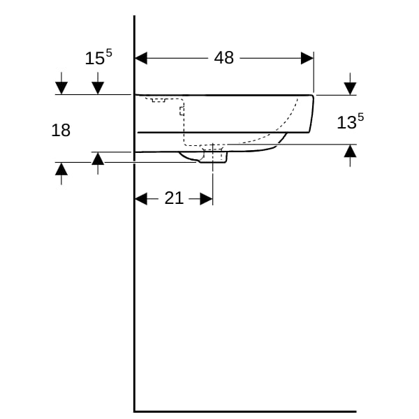 Geberit Renova Plan Waschtisch, 65x48cm m. Hl., m. Ül., weiß