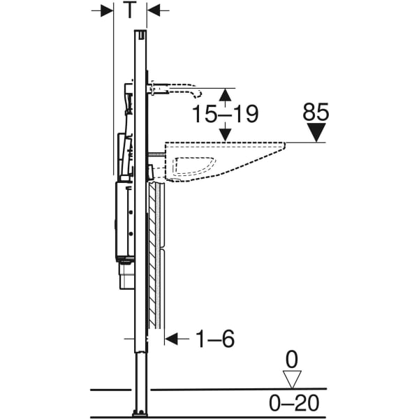 Geberit Duofix Element für One Waschtisch für OneTap Wandarmatur, teilhoch B75