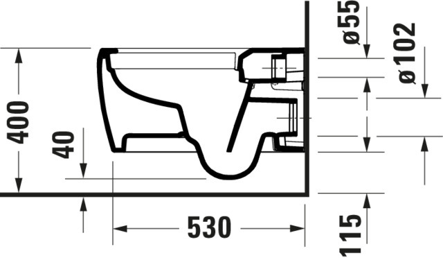 Duravit Qatego WWC 570mm, Tiefsp.,Rimless verdeckte Bef.,Scharnier vorm.,Weiß HG