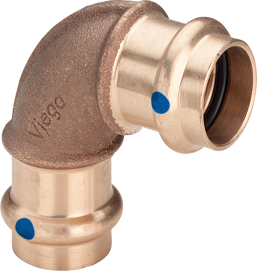 Viega Bogen 90 Grad mit SC Sanpress 2216LF in LABS-frei in 54mm Rotguss