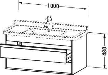 DU WTU wandhängend Ketho 455x1000x480mm 2 SchKa, für 030410, graphit matt