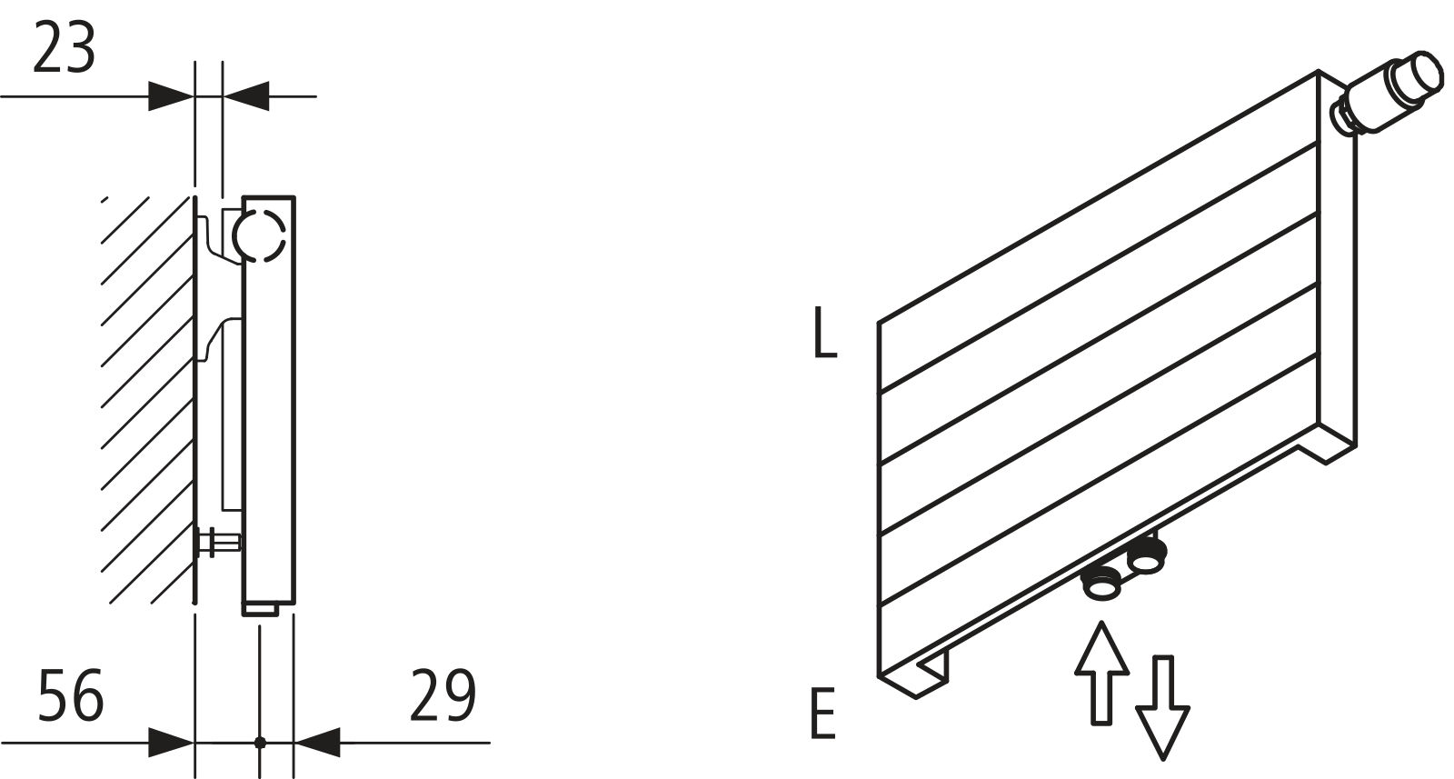 Kermi V-Heizwand HHV11 BH140x61x1100 QN414,weiß,6bar,m.Abd.,Ausf. re,LH120