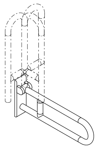 HEWI Stützklappgriff drehb. Ser 801, L:600mm, Stahlkern reinweiß