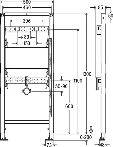 Viega Waschtisch-Element Prevista Dry 8540.33 Ausgussbecken in 1300 mm