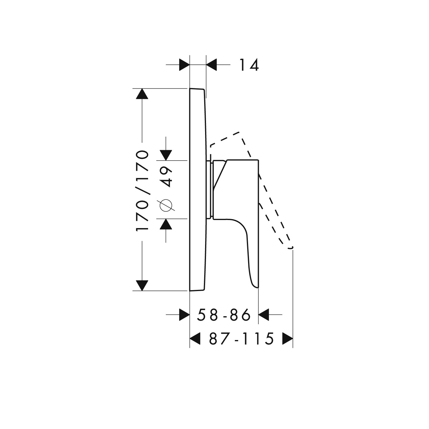 Hansgrohe Brausenmischer Unterputz Axor Citterio M Fertigset chrom
