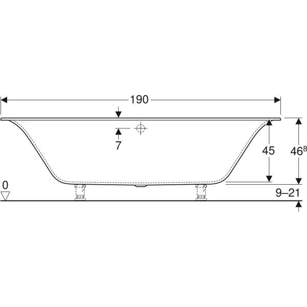 Geberit Soana Badewanne, schmaler Rand rechteckig, 190x90cm, weiß