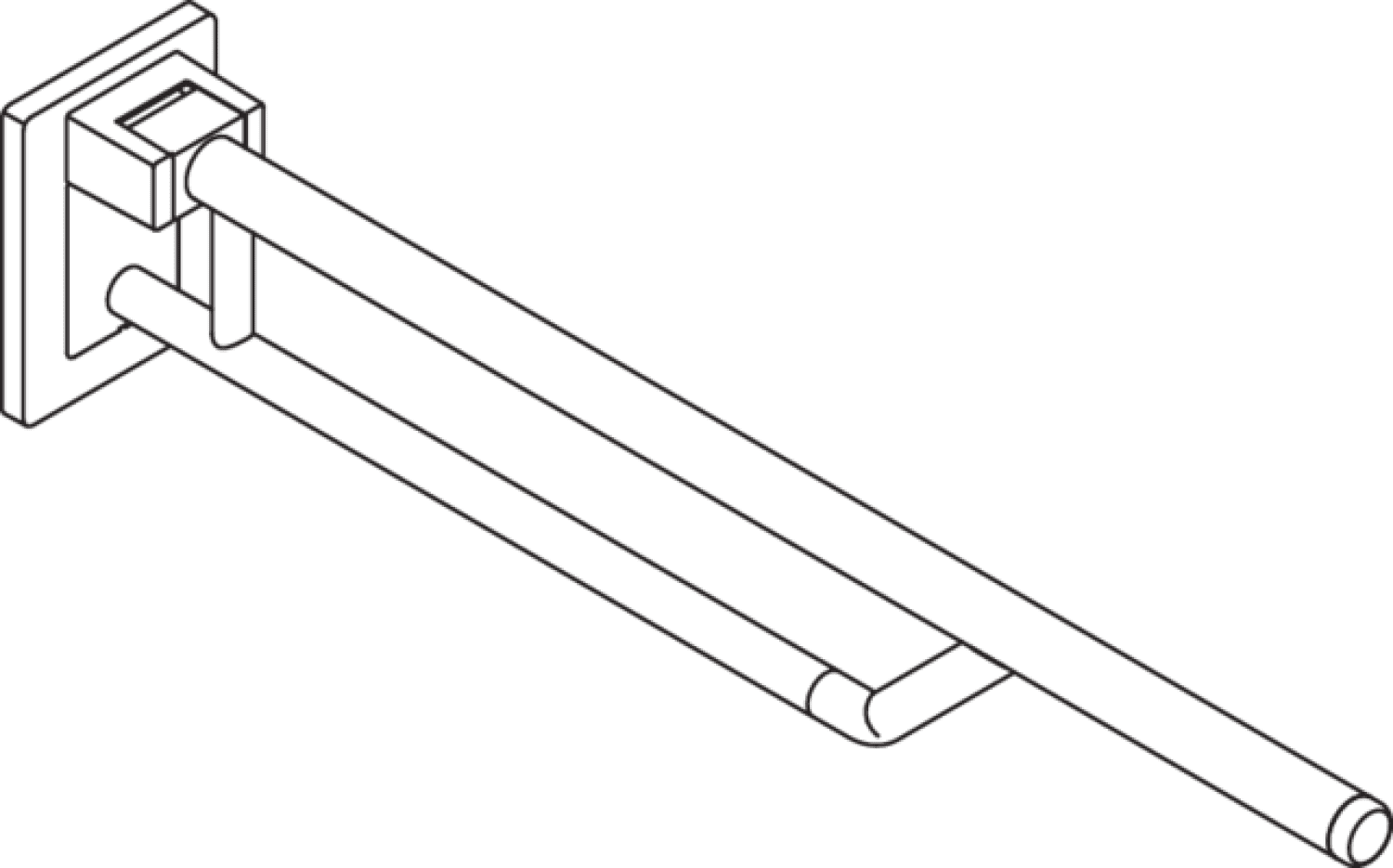 HEWI SK-Griff Duo, L:850mm, Kst., reinweiß, Oberholm farbig anthrazitgrau
