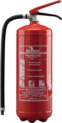 Pulverfeuerlöscher Adler PDE6 6 kg m.Dauerdruck Brandkl.27 A 183 B C Pulverfeuerlöscher Adler PDE6 6 kg m.Dauerdruck Brandkl.27 A 183 B C