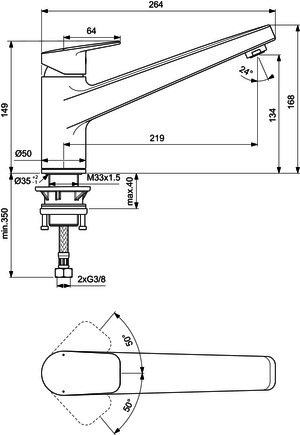 IS Küchenarmatur Ceraplan Ausld.219mm Chrom