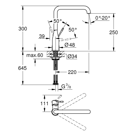 GROHE EH-Spültischbatterie Essence 30505 hoher Auslauf cool sunrise