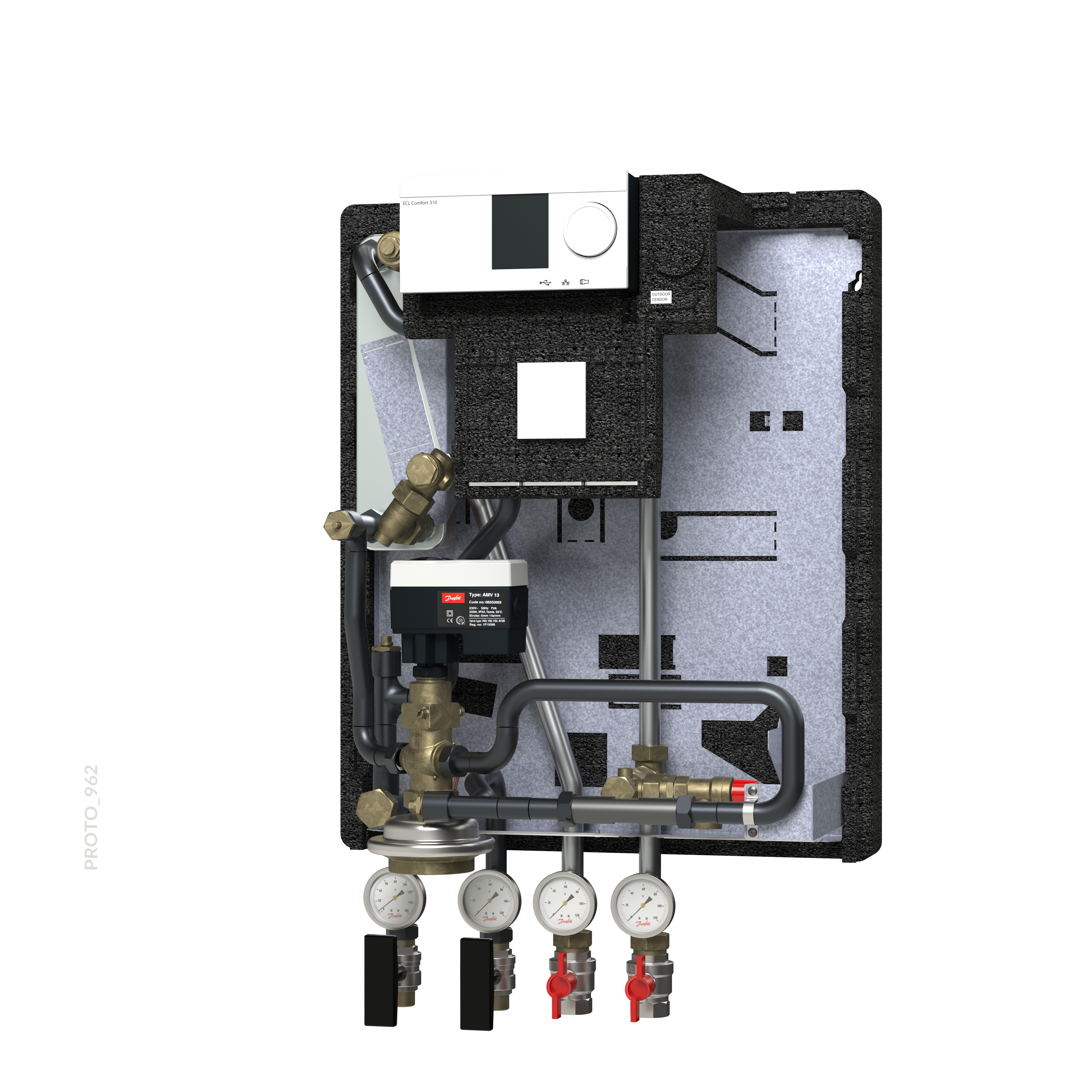 Danfoss Hausstation VXe Solo H OP HT, 2 HE:47kW, ECL310, PN25, STW