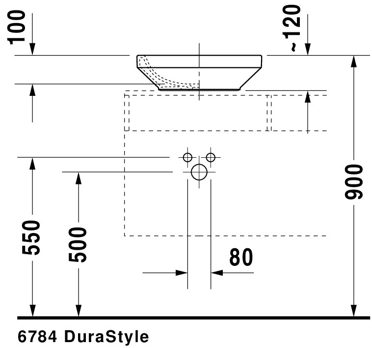 DU Aufsatzbecken DuraStyle 430 mm o.ÜL, o.HLB, geschliffen, weiß