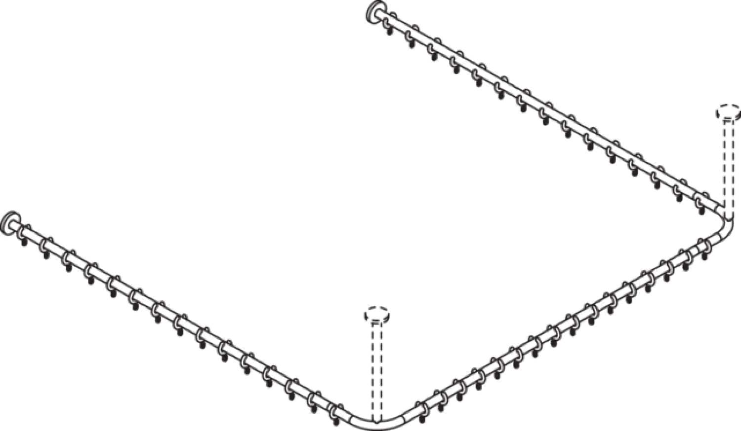 HEWI VH-Stange,d:25,A1/A3=1487, A2=1465, 46 Ringe, plvb schw tiefmatt