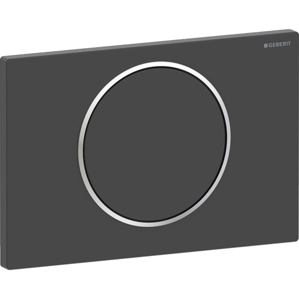 Geberit Sigma10 BetPl., rund, Spül-Stopp Sp. schwarz matt, Etc/ poliert