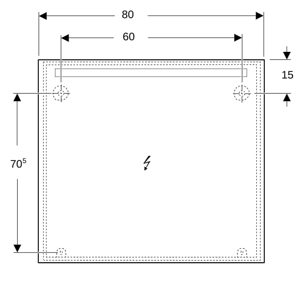 Geberit Option Basic Lichtspiegel, eckig Beleuchtung oben, 100x90x3cm, alu. elox