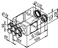 Helios FRS-KVK 6- 75/125 L Kombi-Verteilerkasten DN75 links