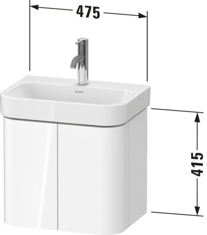DU WTU wh. Happy D.2 Plus 475x415x350mm Weiß Hochglanz, ohne ES
