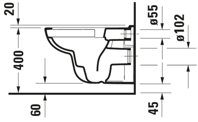 DU Wand-WC D-Code 545mm, weiß rimless, Tiefsp., 4,5L, HYG