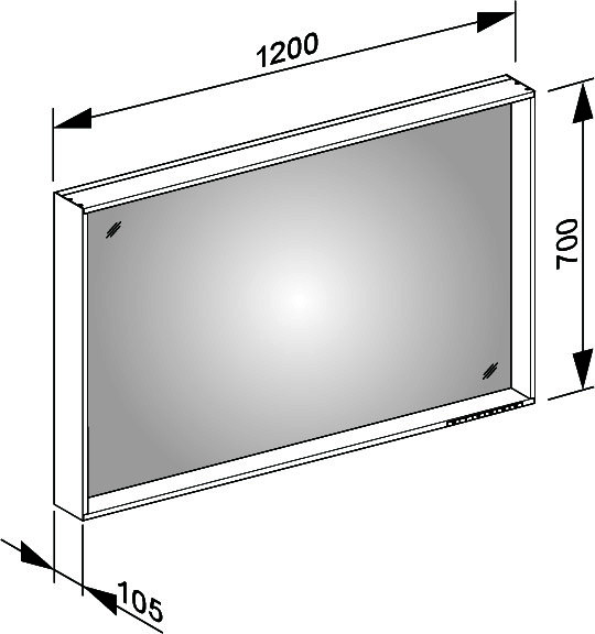 KEUCO Lichtspiegel X-Line 33298, mit Spiegelheizung, inox, 1200x700x105mm