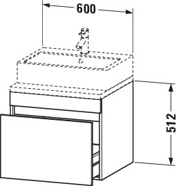 Duravit WTU DuraStyle f.Konsole 512x600x548 1 Auszug,betongrau matt/betongrau matt