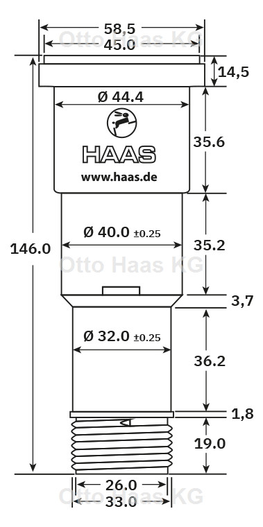 HAAS OHA Multiadapter mit Muffe DN 40, Anschluß 40/32 und 1 Schraubgewinde