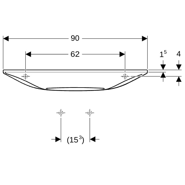 Geberit ONE WT, 90x40cm, CleanDrain, v.Ausld. o.Hl., Ül.verd., weiß Tect/hgl.verchr.