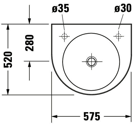 DU Waschtisch Architec 575 mm o.ÜL, m.HLB, HL links, weiß