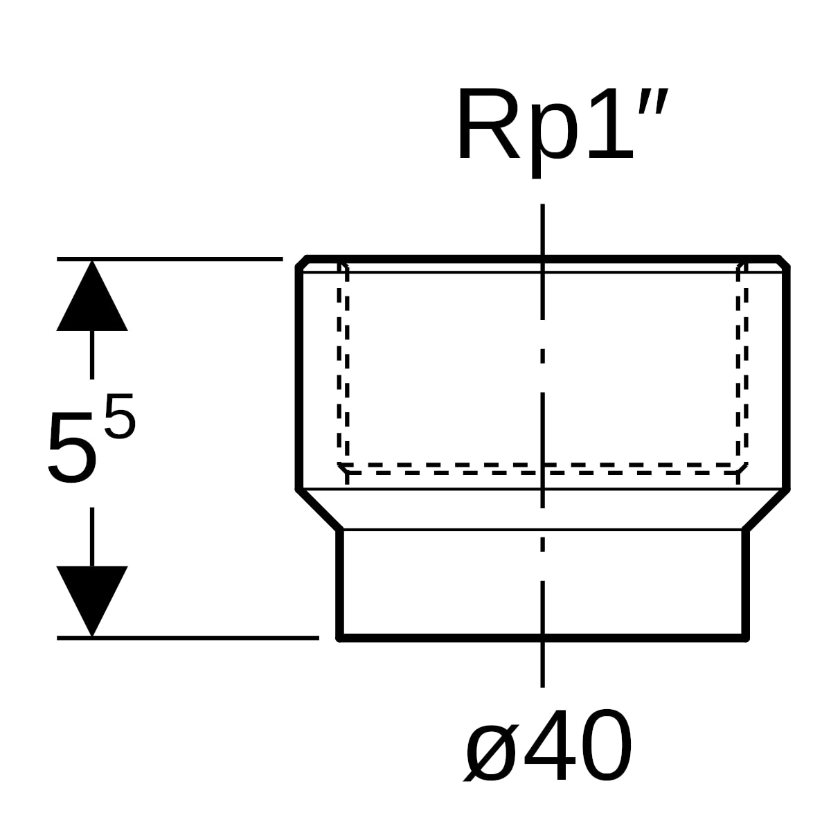 Geberit PE Übergang mit Innengewinde d40 Rp1
