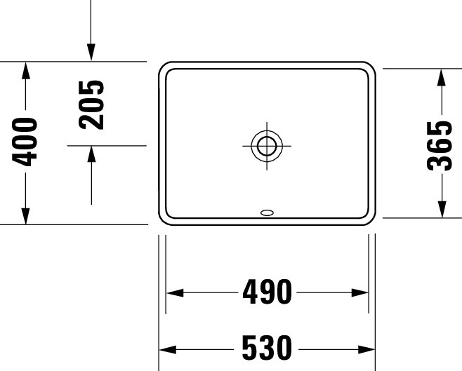 DU Einbauwaschtisch Starck 3 490 mm EB v.unten, mit ÜL, ohne HLB, weiß WG