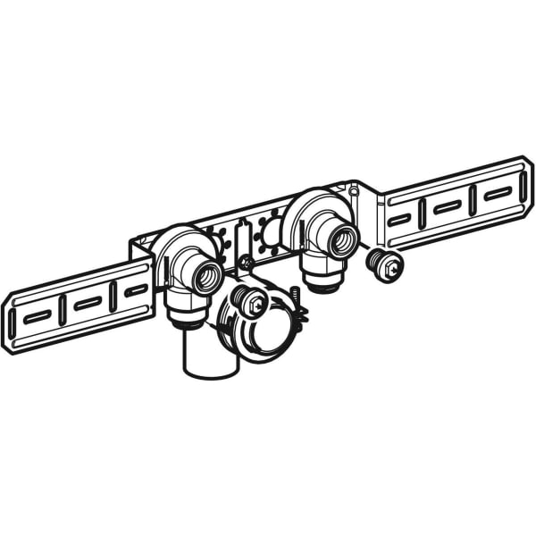 Geberit PushFit Anschlusswinkel 90Gr vormont. zweifach Ms d20-Rp1/2 mit AblRS