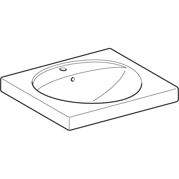 Geberit Preciosa Waschtisch mit Ablagefläche 60x55cm, m. Hl., m. Ül., weiß