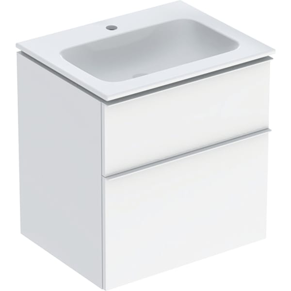 Geberit iCon Set MWT m. US, 2 Schubl. 60x63x48cm, weiß hgl./Gr. weiß matt/Tect