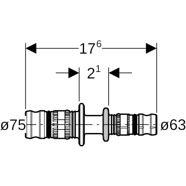 Geberit Mepla Reduktion PVDF d75-63