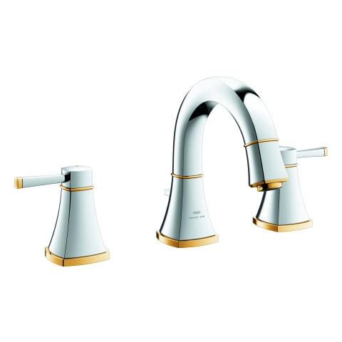 GROHE 3-Loch-WT-Batterie Grandera 20624 flacher Auslauf chrom/gold