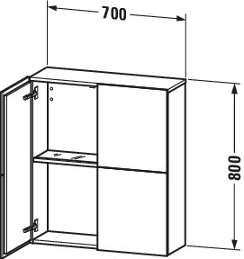 Duravit Halbhochschrank L-Cube 243x700x800mm 2 Türen, schwarz hochglanz