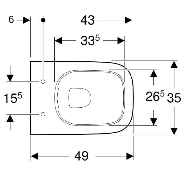 Geberit Smyle WWC Tiefspüler, eckig Rimfree, Ausld. 49cm, weiß, KeraTect
