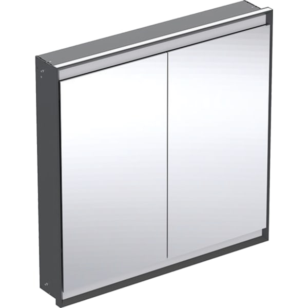 Geberit ONE SPS, Comf.Light, 2 Türen, UP-Mont 90x90x15cm, schwarz matt/alu. plvb