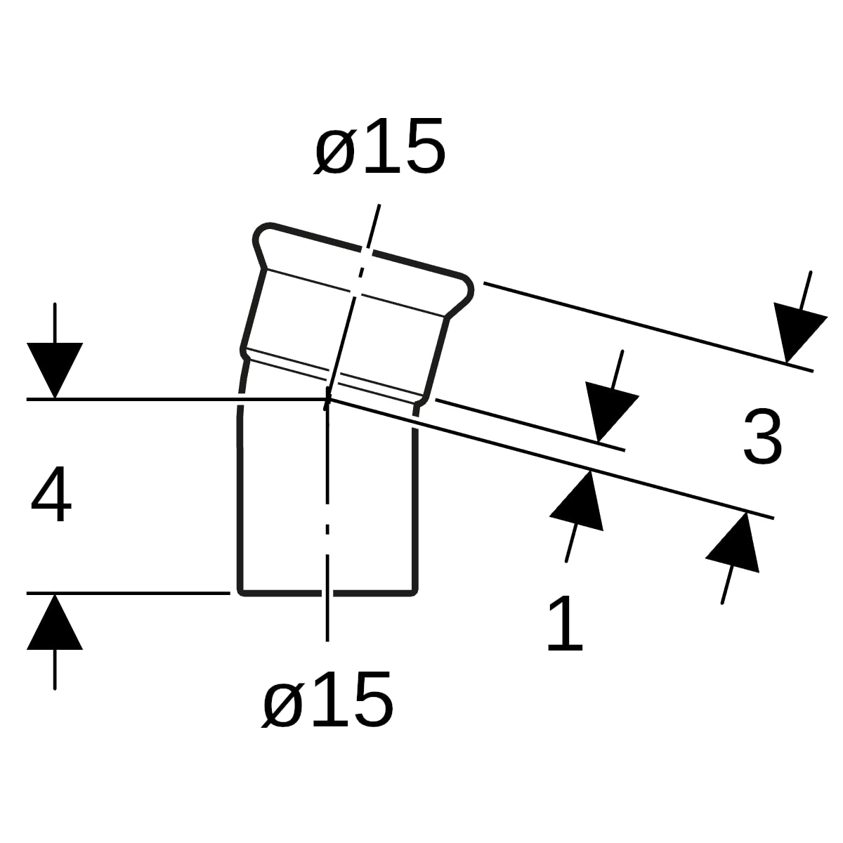 Geberit Mapress Edelstahl Bogen 15Gr d15 mit Einschubende