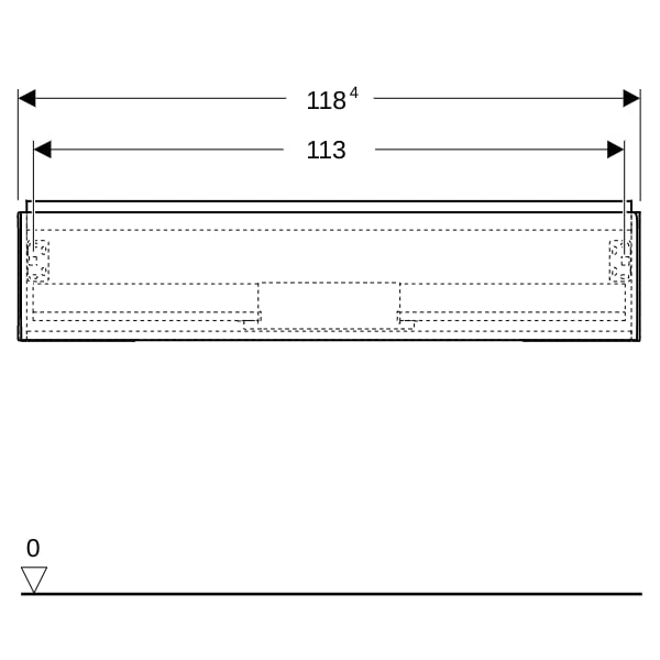 Geberit ONE Unterschrank für WT/-Platte 1 Schubl., 118.4x26,6x47cm, weiß matt