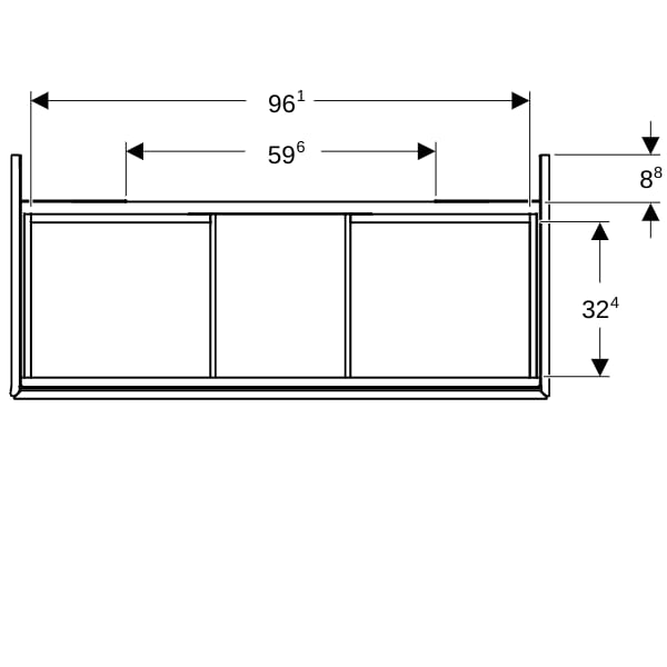 Geberit ONE Unterschrank für WT/-Platte 2 Schubl., 103,6x50,4x47cm, weiß matt