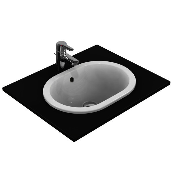 IS Einbauwaschtisch Connect, oval, o.Hl., m.Ül., 480x350x175mm, Weiß