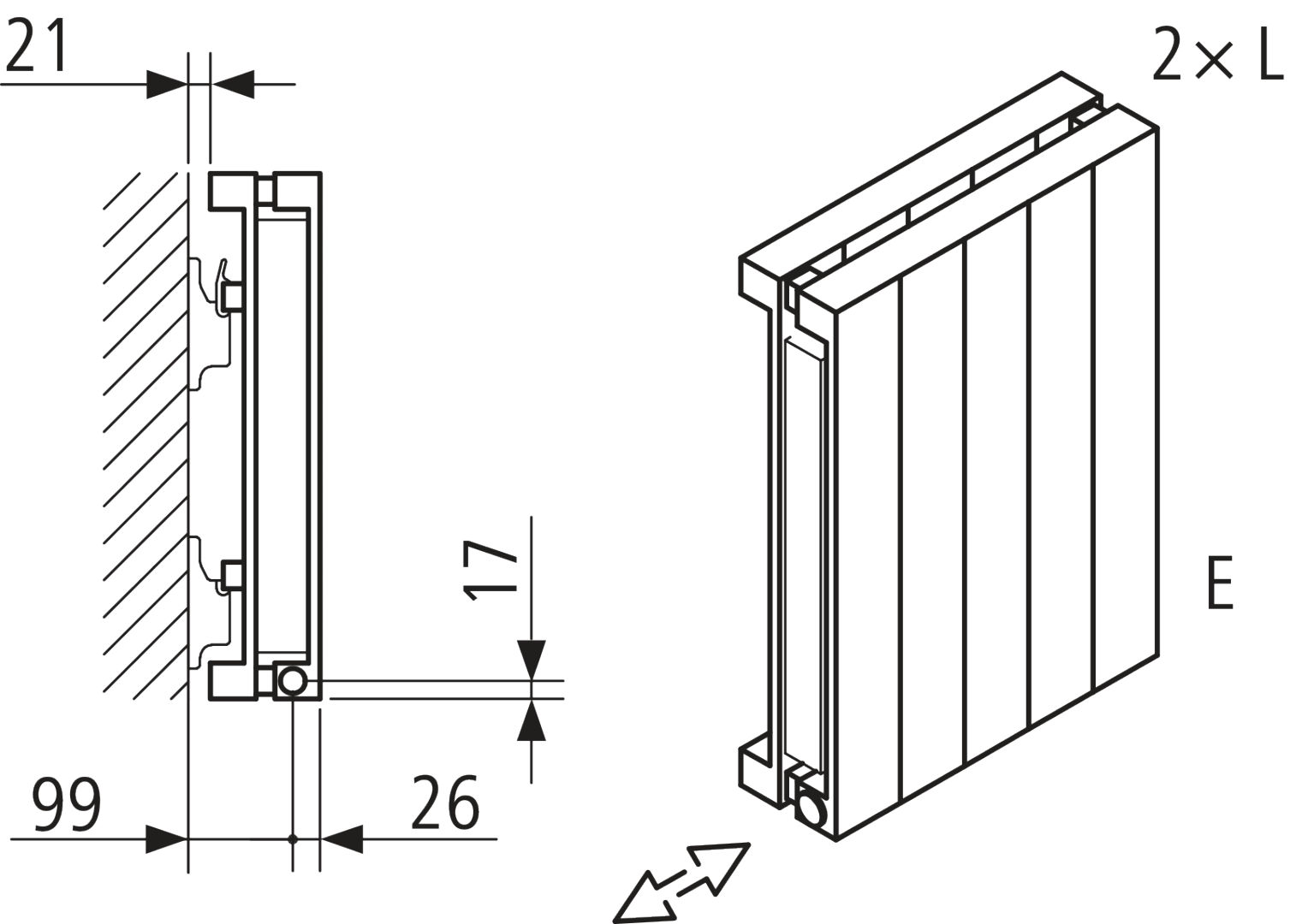 Kermi Heizwand HVN Typ20 BH2000x104x840 QN2547, RAL9016, 6 bar, ANB12