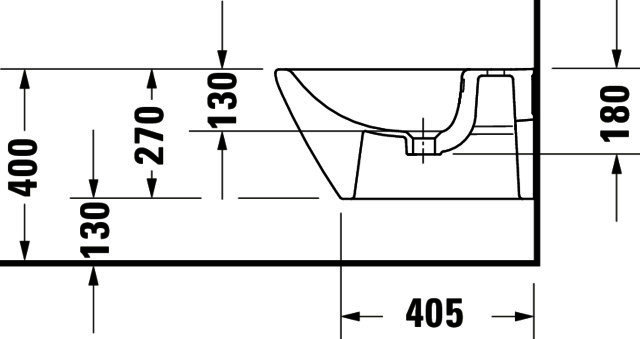 DU Wandbidet D-Neo, 540mm, Weiß mit ÜL, mit HLB, 1 HL