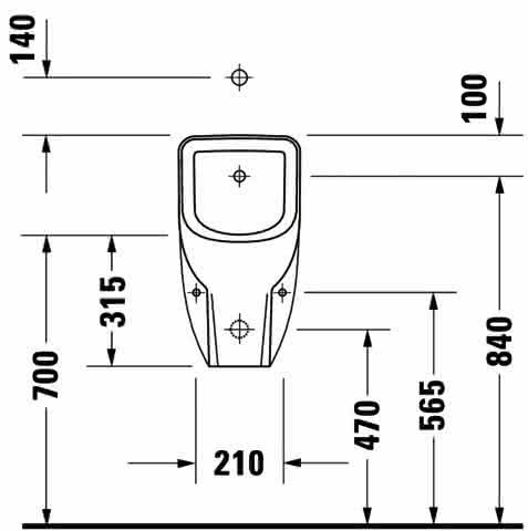 DU Urinal D-Code, Zulauf von oben rimless, ohne Fliege, weiß