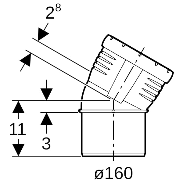 Geberit Silent-Pro Bogen 30Gr d160mm