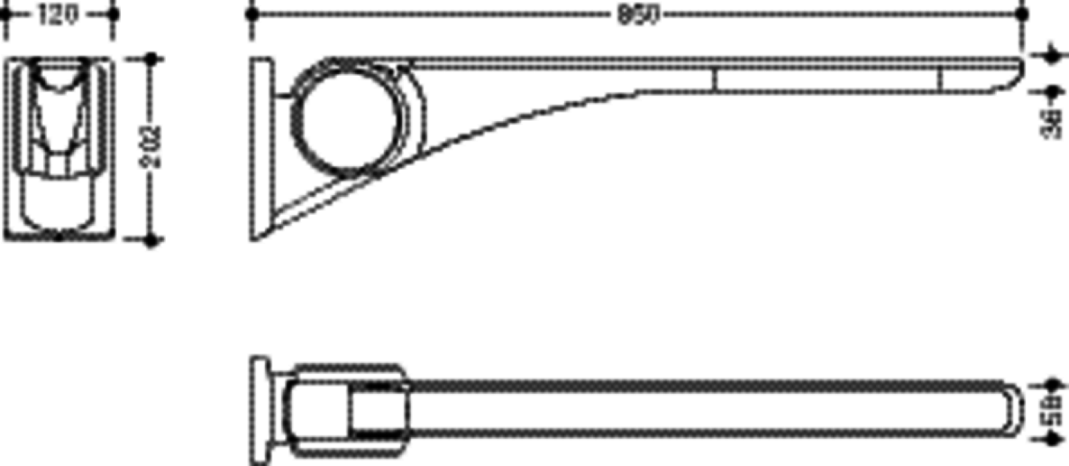 HEWI Stützklappgriff Basic,850 mm weiß hochgl.-anthraz.matt