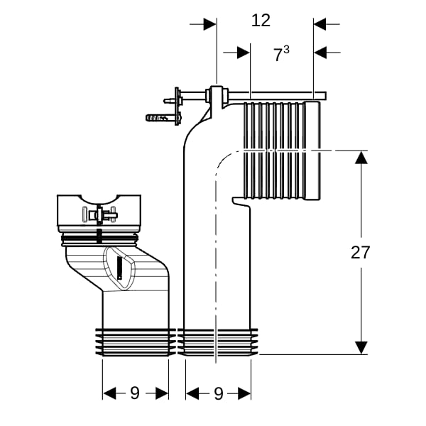 Geberit Anschlussset f. Stand-WC TurboFlush, Abgang vertikal