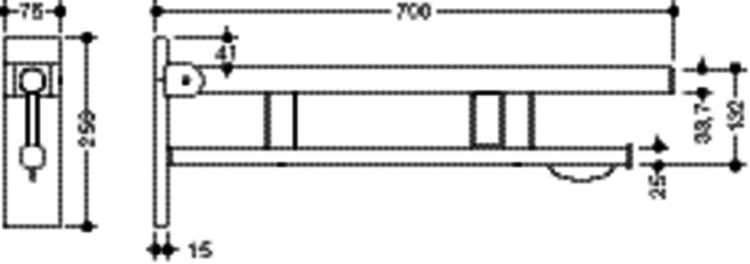 HEWI SK-Griff Duo (B), re, PRH, 700, (Funk),schliff