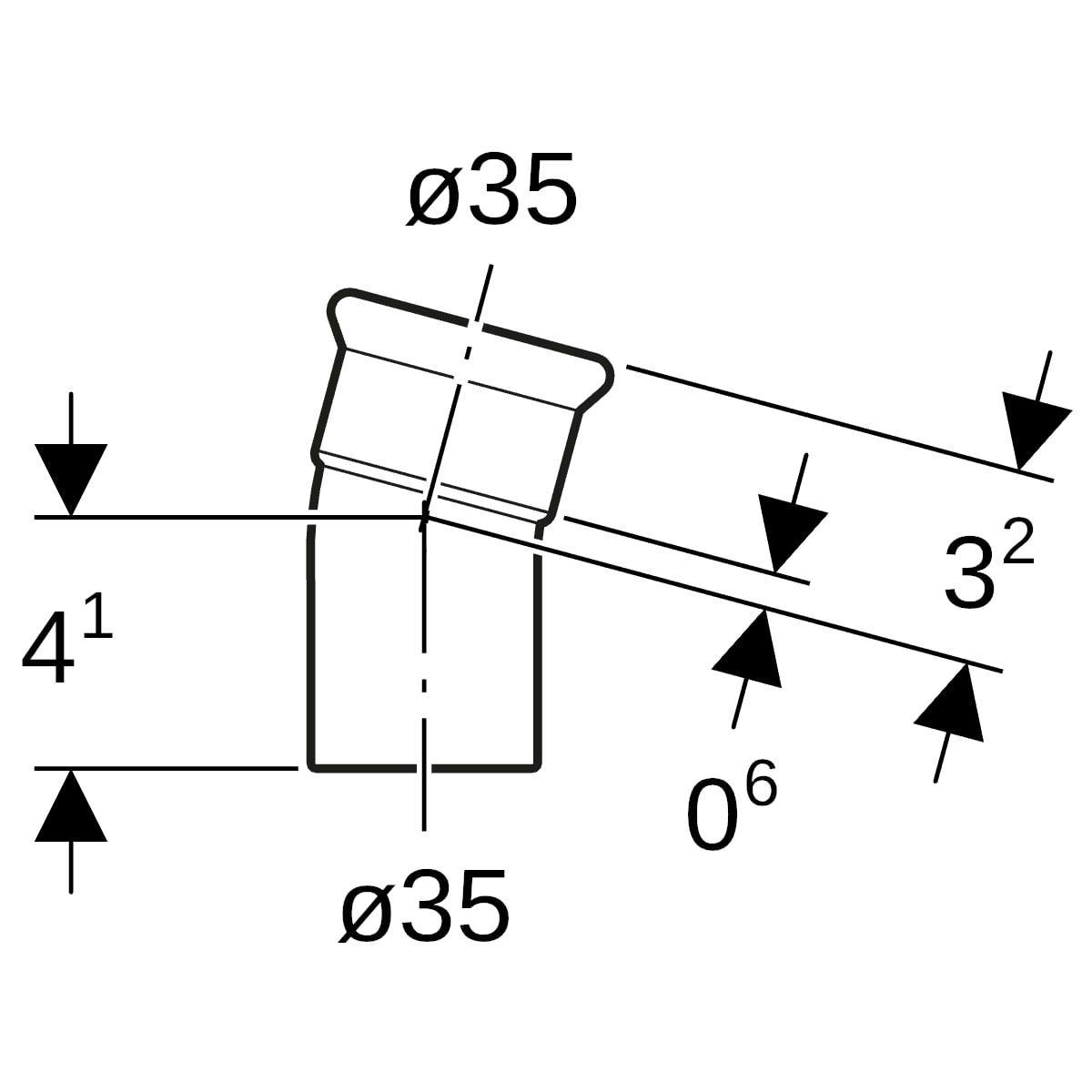Geberit Mapress Edelstahl Bogen 15Gr d35 mit Einschubende